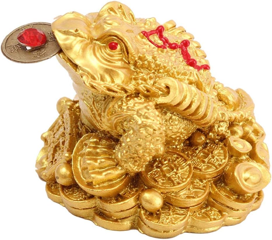 MNTT Feng Shui Coin Money Frog,Lucky Gifts Golden Toad Tabletop Decoration Ornaments for Home Attracting Wealth(Gold 1)