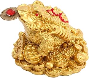 MNTT Feng Shui Coin Money Frog,Lucky Gifts Golden Toad Tabletop Decoration Ornaments for Home Attracting Wealth(Gold 1)