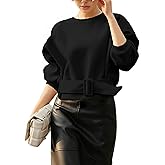 Yidarer Women Pullover Sweatshirts Cropped Crewneck Long Sleeve Belted Casual Y2K Lace Up Tops 2026 Spring Outfits