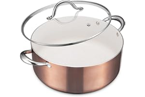 BEZIA Large 8 Quart Nonstick Cooking Pot with Lid, Induction Stock Pot, Soup Pot for All Stovetops, Non-toxic and Oven Safe, 