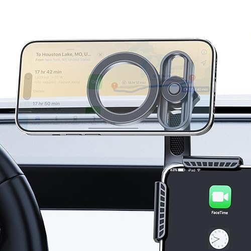 Tesla Phone Mount for Model 3 Model Y - [Upgraded Strongest Magnet] for Magsafe Car Phone Holder, Foldable Design, Universal Fit for iPhone & Android, Secure Tesla Accessories