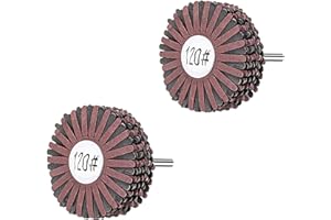 KUGNNG 2 Pack Abrasive Flap Wheel - 120# 1/4 Inch Shank for Woodworking Root Carving Furniture Polishing,Mop Sander Sanding,Sanding Mops Woodworking Removing of Paint,Rust and Corrosion