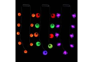 COVFEVER Halloween Eve Costume Party Accessories, 3Pcs Halloween Lighted up Necklace, Halloween Light 3D Necklace for Trick or Treat Door to Door Parade Procession