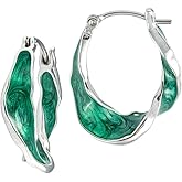 925 Sterling Silver Hoop Earrings - Perfect for Women and Teen Girls, Handmade 925 Sterling Silver With Green Zircon by Dominerva