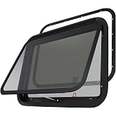 RV Exit Windows,30"W x 22"H RV Emergency Exit Windows for Cargo Trailer | Camper Cargo Trailer Window Replacement w/Net Screen and Trim Ring,Fit 1" or 1-1/2" Thick Wall,Allow Error 1/16&rdquo;,DOT Approved