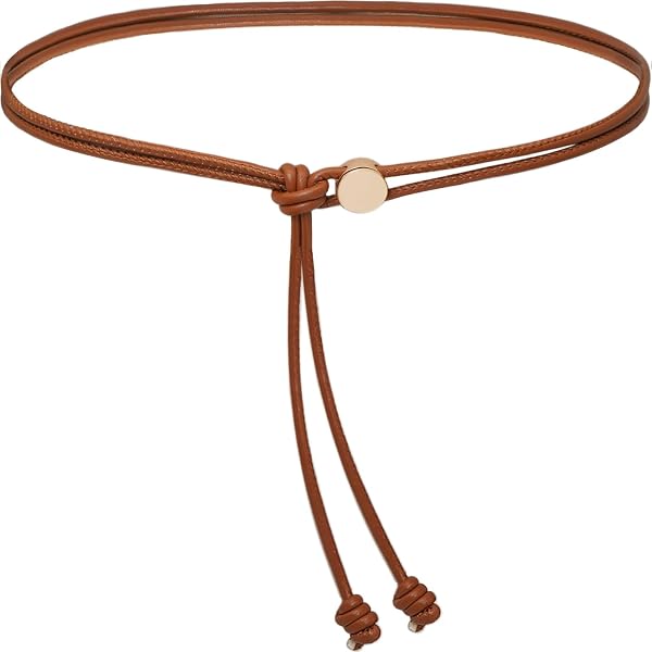 Womens Skinny Vegan Leather Knotted Belt Boho Thin Knotted Waist Amazon.com: GORGECRAFT 2Pcs PU Leather Rope Belt for Women  main image 3