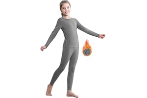 QooNoo Girls Thermal Underwear for Kids Long Johns Base Layer Set Winter Fleece Lined Top and Bottom Set