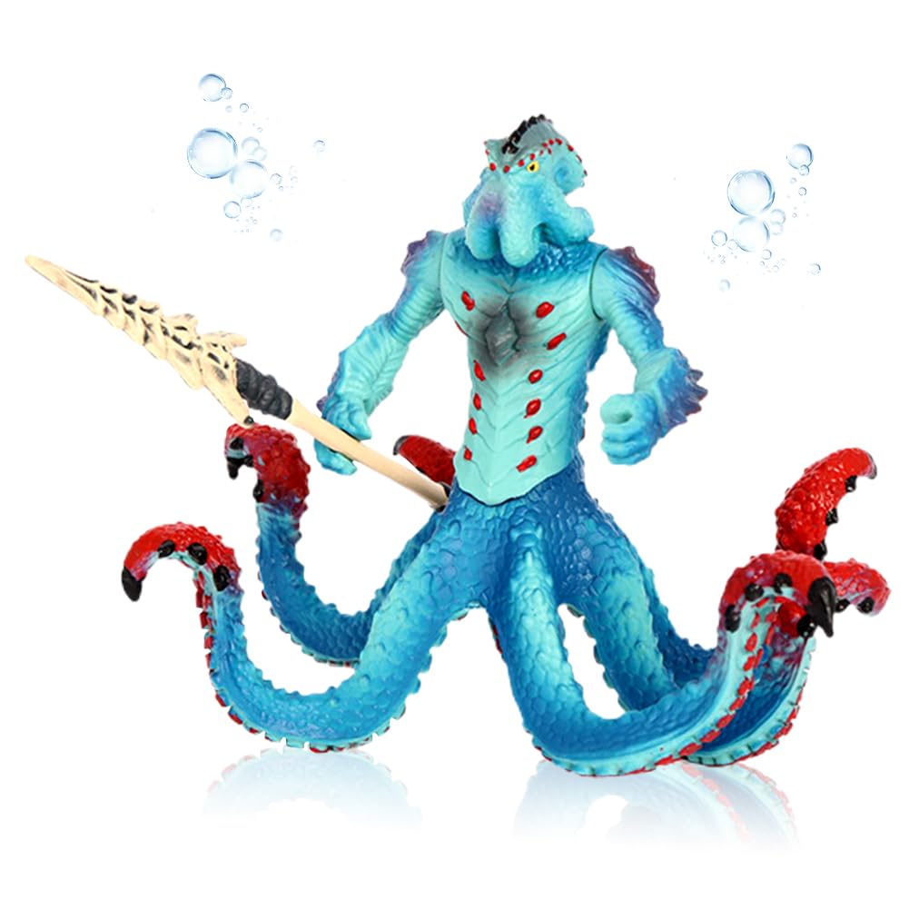 NyaSaa Ice Octopus Figure - Realistic Mythical Fantasy Monster Action Figure - Ice Monster with Weapon - Gift for Boys & Girls, Ages 7+