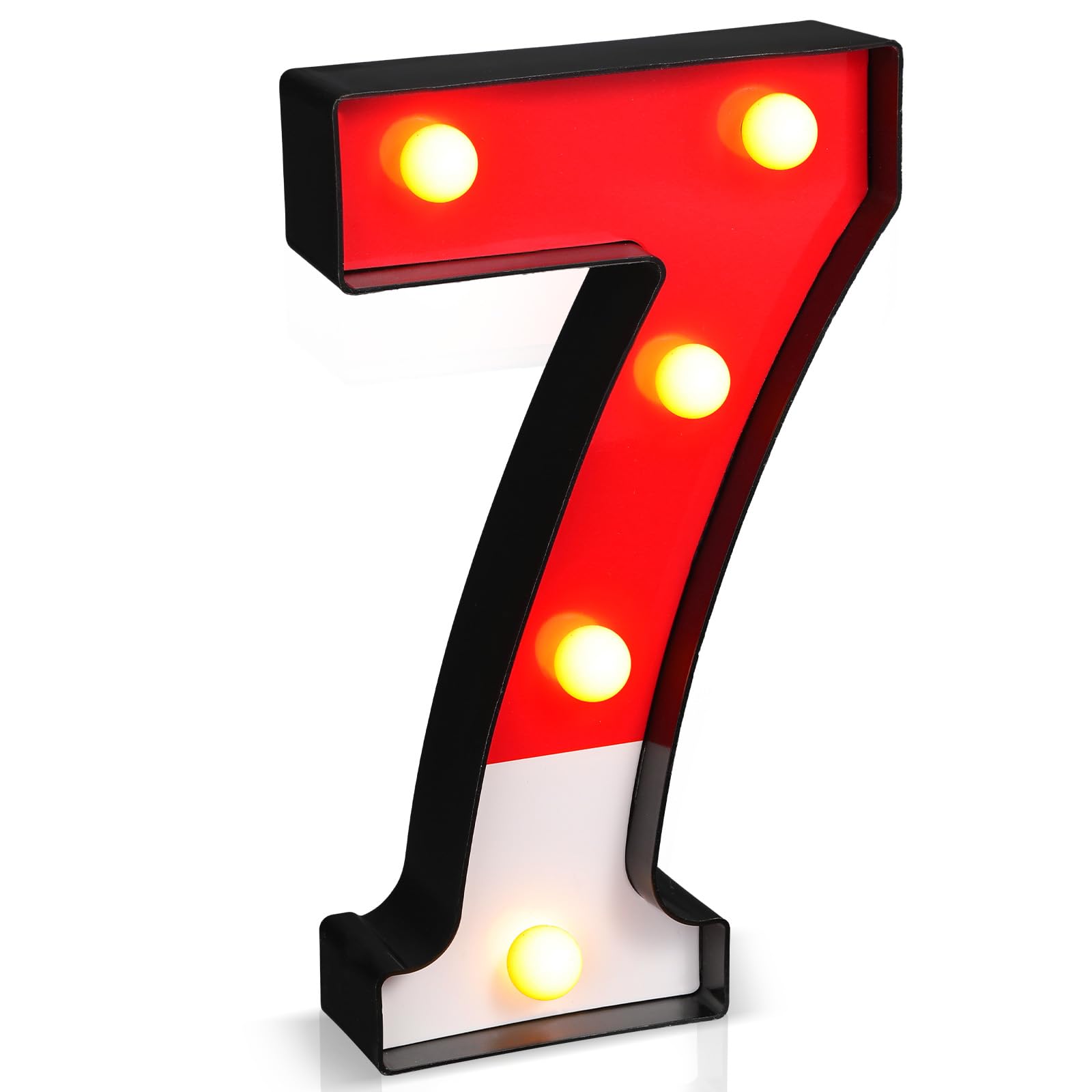 Photo 1 of Mudder Red and White Light up Numbers Party Decorations, LED Anime Cartoon Pattern Glowing Numbers, Birthday Table Centerpieces Cartoon Animated Birthday Party Supplies, 8.58 x 5.2 Inches(7)