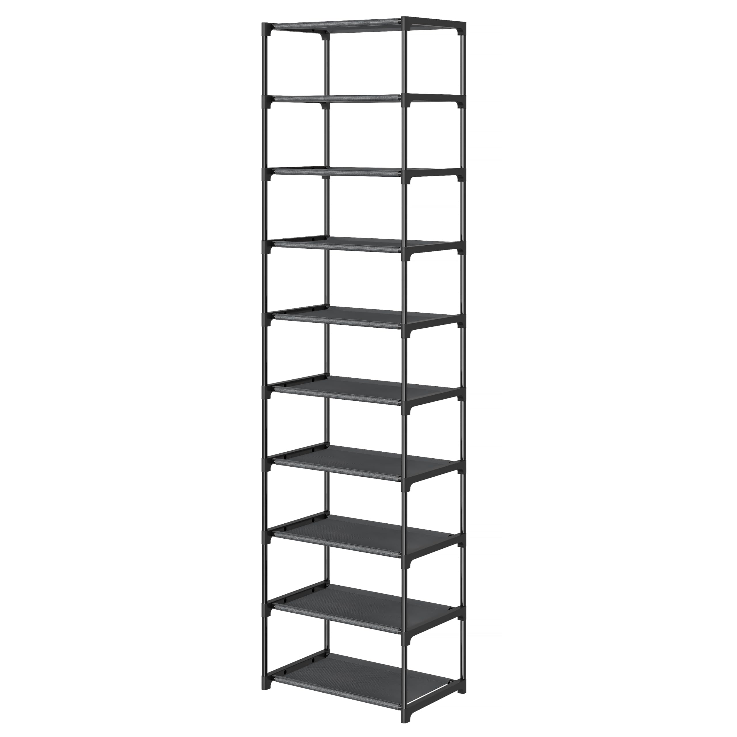 Photo 1 of Autonomier 10 Tier Tall Shoe Rack, Non-Woven Fabrics Compact Narrow Shoe Stand Shelf, Vertical Small Space Saving Storage Organizer for Closet Floor, Front Door Entrance, Entryway, Black
