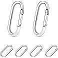 10Pack Oval Large Carabiner Clip, Metal Spring Carabiner Clips for Paracord Keychain Lanyard, Car Key Rings, Dog Tag Clip, Pets Collar Buckles, Purse Keychain Replacement (Silver)