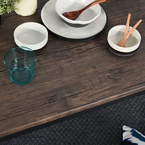 Aingoo Rustic Coffee Table with Metal Frame for Living Room Garden 43", Dark Brown CT-01 - Thumbnail 3