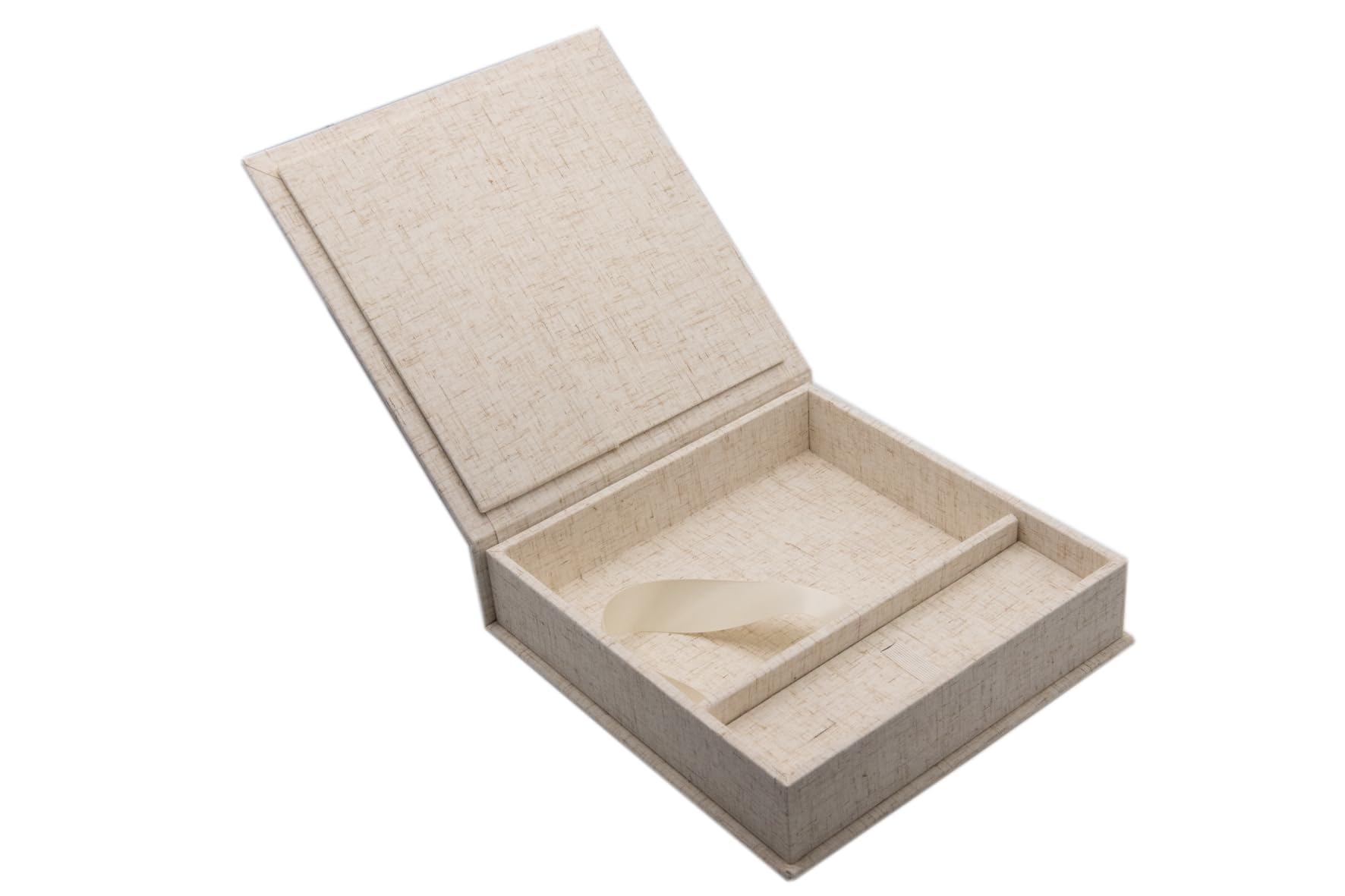 Wedding CD / USB box with photo box Linen fabric nature