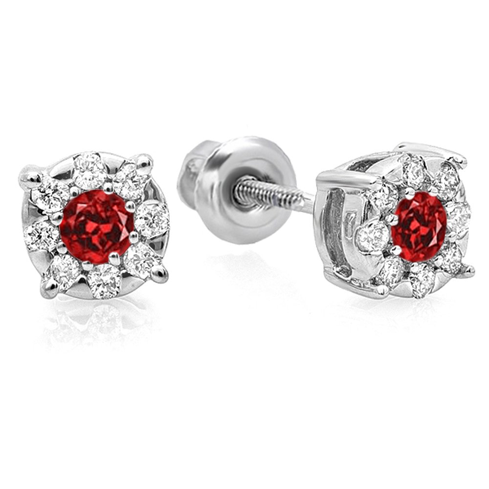 Dazzlingrock Collection 14K Round Shape Cluster Earrings, White Gold