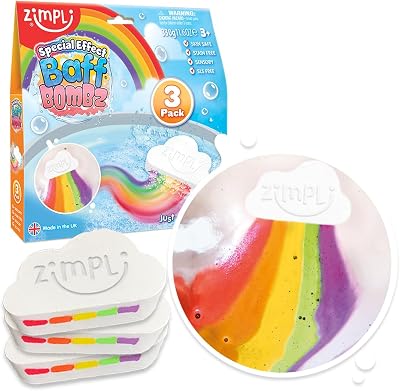 ZIMPLI 3 x Large Cloud Rainbow Baff Bombz Bath Bomb Fizzers
