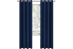 MYSKY HOME Navy Blue Curtains 84 Inch Long Blackout Curtain for Living Room Bedroom Blue Curtains Grommet Window Drapes Privacy Protect Room Darkening Single Panel Curtain, 52 x 84 Inch