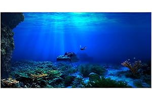 FILFEEL Aquarium Background Fish Tank Decorations Pictures 3D Effect PVC Adhesive Poster Underwater World Backdrop Decoration Paper Cling Decals Sticker (61 x 41cm)