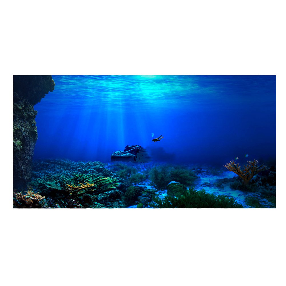 Garosa Aquarium Background Poster Adhesive Seaworld Poster Fish Tank Backgrounds Wallpaper (122 * 50cm)