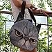Good Bag Women's Shoulder Zipper Tote Bag with Cute Lifelike Grey Cat Head Printing