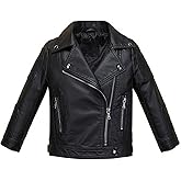 LJYH Boys Girls Fashion PU Leather Jacket Kids Zipper Coat