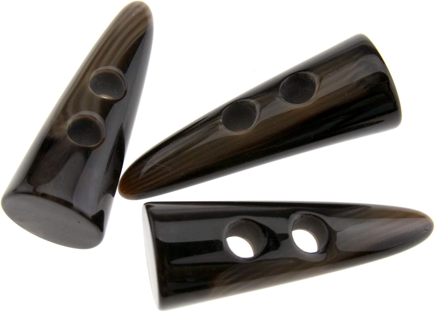OTOTEC Dark Coffee Horn Imitation Tooth Toggle Buttons for Coat Jacket Blazer Sewing, Black, Large - Image 3