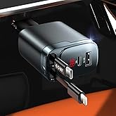 Retractable Car Charger, 84W Car Charger USB C 4 in 1, Car Accessories Fast Charging Car Charger Adapter for iPhone 17 16 15 