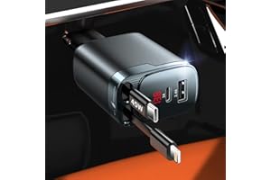 Retractable Car Charger, 84W Car Charger USB C 4 in 1, Car Accessories Fast Charging Car Charger Adapter for iPhone 17 16 15 