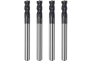 HARFINGTON 4pcs Square End Mills 3/16" Cutting Dia HRC 60 4 Flutes AlTiN Coating Tungsten Steel Carbide Mill Bit for Hardened