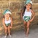 Toddler Kids Baby Girls Swimsuit Leaf Ruffles Swimwear Halter Bathing Suit 2PCS Bikini with Sun Hat Summer Clothes Set (Green, 6-9 Months)