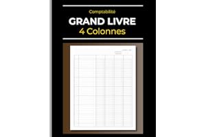 Comptabilité : Grand Livre Général 4 colonnes: Livre de compte: Recettes & Dépenses - Revenus & Achats - Débits & Crédits - E