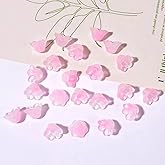 Juimtien 100Pcs Pink Glass Bellflower Trumpet Flower Beads for Jewelry Making, DIY Crafts, Kawaii Charms, Loose Pastel Beads