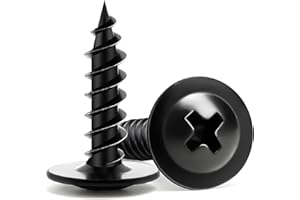 Wood Screws 3/4 Inch, 125 PCS FIXLINK Premium Phillips Truss Head Black Wood Screws, Self Tapping Electrophoresis Modified Fast Truss Head Wood Screw Used in Indoor Furniture, Woodworking (#8 x 3/4")