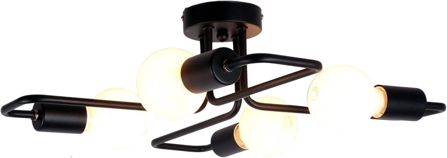 Unitary Brand Flush Ceiling Light Metal E27 4x40w Black Painted