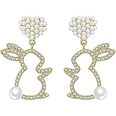 Easter Earrings for Women Asymmetric Earrings Rhinestone Pearl Rabbit Carrot Easter Stud Earrings for Women Holiday Easter Jewelry Gifts