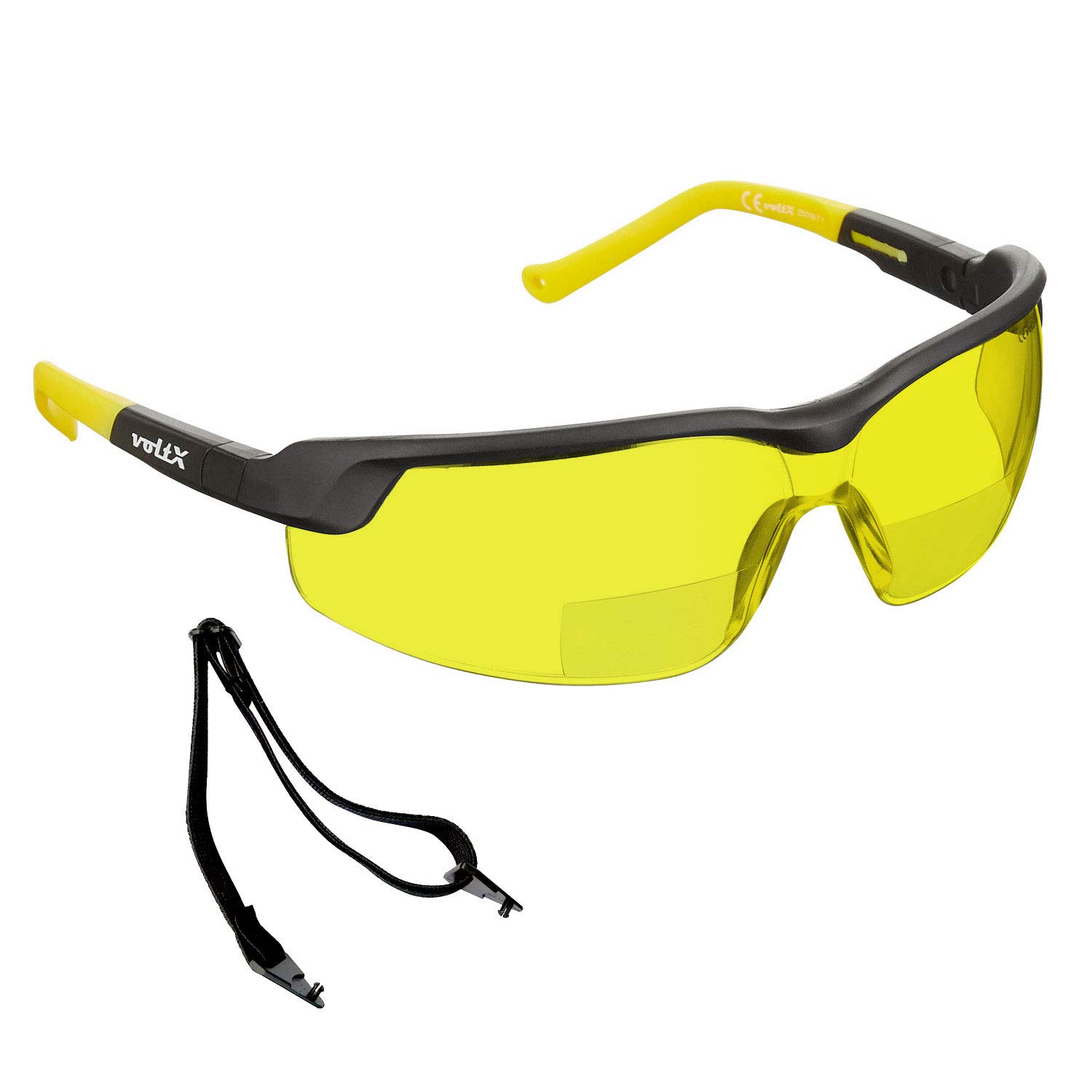 voltX GT ADJUSTABLE Bifocal Reading Safety Glasses (YELLOW Lens +1.0), UKCA & CE EN166FT Certified, Anti fog coated, UV400 Lens, Scratch resistant, Tilt and length adjustable earstems