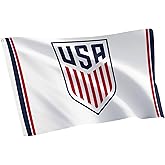 Desert Cactus US Soccer Flag USMNT United States Men's National Team 100% Polyester Indoor Outdoor 3x5 feet Officially Licensed Gear (White, USA Soccer - J)
