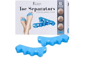 Ballotte Toe Separators, Silicone Toe Spacers for Bunions and Overlapping Hammer Toes, Athletic Tootsie Spacers for Running and Yoga, Foot Finger Splitters for Men & Women (Toe Seperators (Blue 6-Pack))