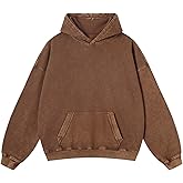 Ystävä Oversized Hoodie for Men Trendy Washed Sweatshirt for Adult Loose Fit Cotton Pullover for Youth