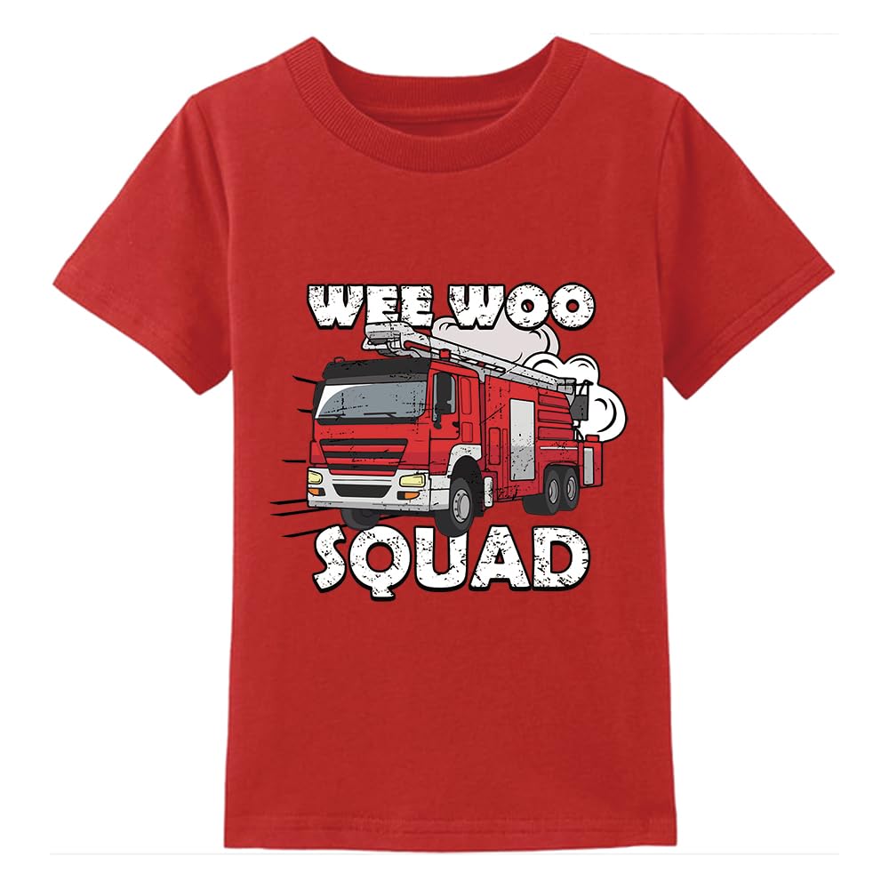 Photo 1 of *Minor Damaged*
Boys Short Sleeve Fire Truck Tees Summer Shirts Red Tops for Kids 2-3 Years