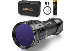 UniqueFire 1408 365nm Black Light UV Flashlight with 3 LEDs Professional UV Light,Powerful Blacklight Flashlight for Pet Urine Finding & Mineral, Antique Detection, Scorpion Search, etc