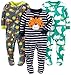 Simple Joys by Carter's Baby Boys' 3-Pack Loose Fit Flame Resistant Fleece Footed Pajamas, Charcoal Superhero/Green Polar Bear/Navy Tiger, 18 Months