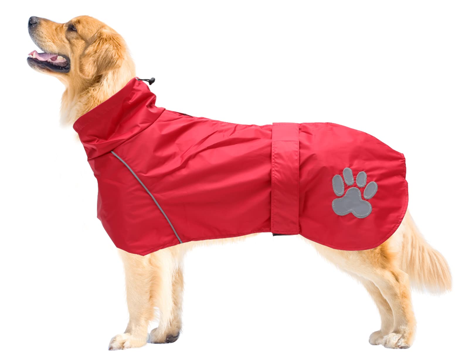 Geyecete Dog Raincoat Jacket Adjustable Lightweight Raincoat cloth Best Gift for dogs with Safe Reflective-Red-XL