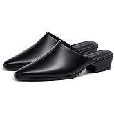 Coutgo Womens Square Toe Mules Slip On Chunky Low Heel Clogs Backless Business Casual Work Slides Shoes
