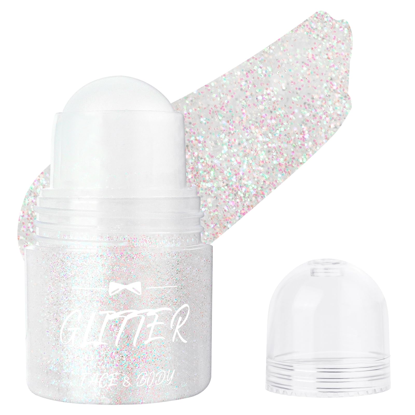 LOPHE Roll-on Body Glitter Gel, Mermaid Sequins Liquid Glitter Gel for Party Festival Rave Accessories, Holographic Glitter Gel for Body, Hair, Face, Body Shimmer Halloween Makeup (04# White Blue)
