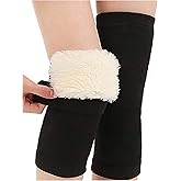 QUUPY 1 Pair Unisex Thicken and Lengthen Knee Pads Winter Warmth and Velvet Knee Pads Thermal Knee Joint Brace Pad Leg Warmer Sleeves Knee Support for Women Men Cold Weather (Black, XL Size)