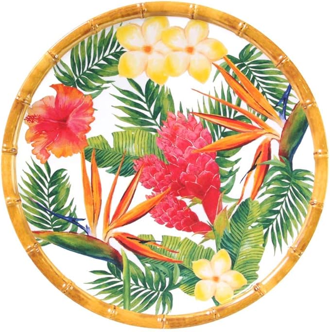 Theme Perroquets Parfait Comme Plat De Presentation Gateau Fromage Viande Pizza Grand Plat De Service Rond En Bambou Les Jardins De La Comtesse O 35 Cm Resistant Aux Chocs