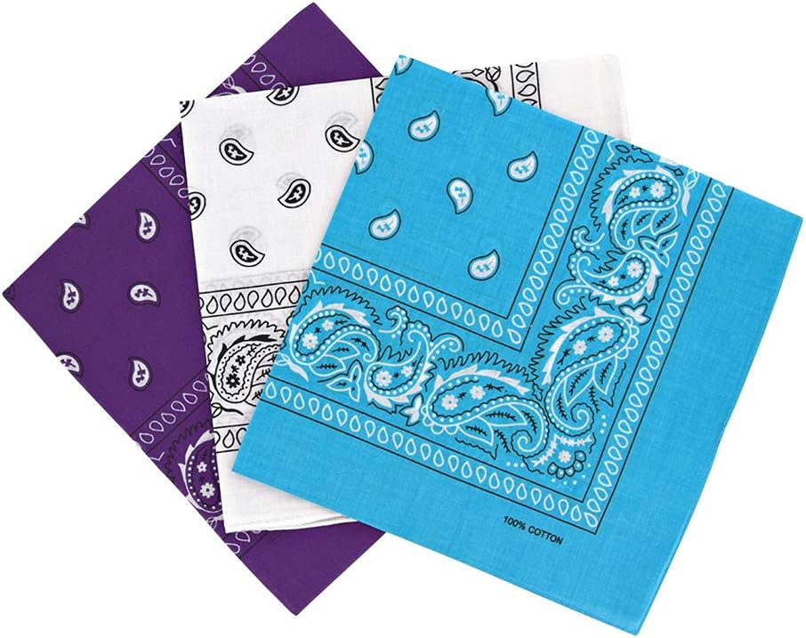 Paisley Bandanas Headband Scarf Pack Of 3 Mixed Colours Cotton Paisley Print, Fashion Hair Accessory, Sports, Multifunctional, UK Seller FREE UK Postage