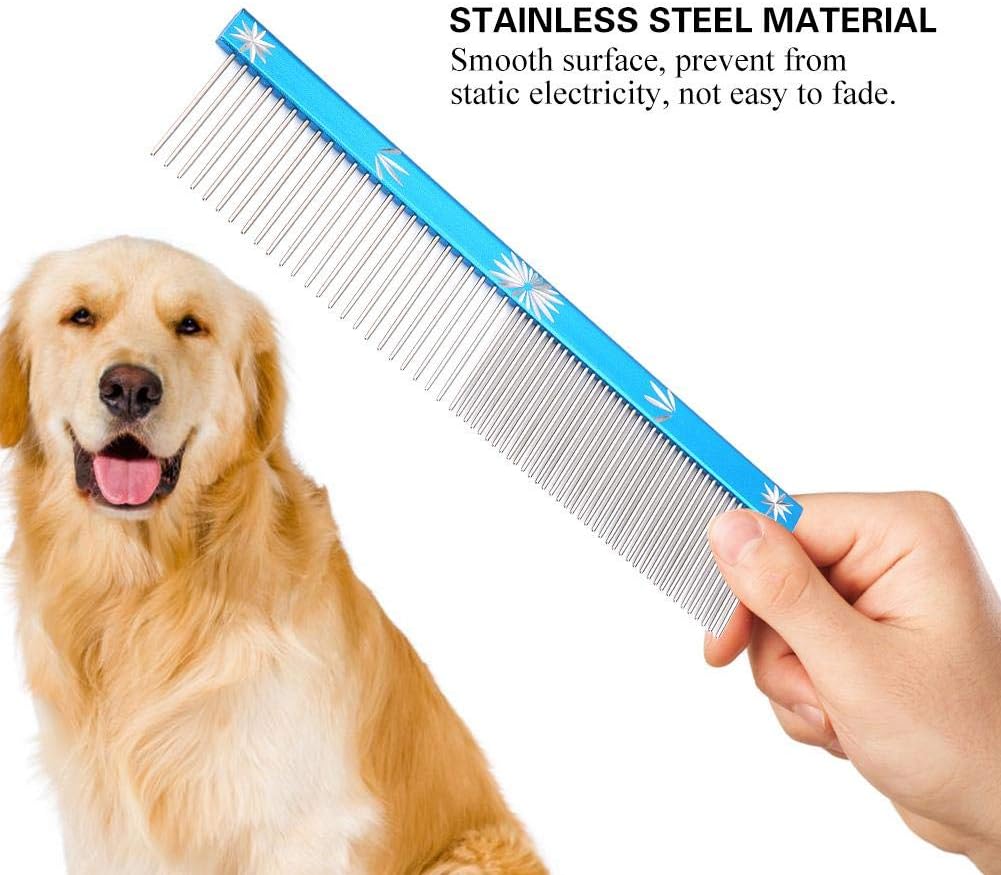 Stainless Steel Pet Grooming Comb for Dogs and Cats - Anti-Static Hair Shedding Brush with Different Spaced Rounded Teeth, 3 Colors - Image 5