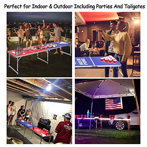GYMAX Beer Pong Table, 8’ Folding Aluminum Game Party Table (Style C)
