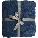 JOOJA Navy Blue Knit Throw Blanket Knitted Boucle Blankets Decorative Soft Fuzzy Throw Bed Blanket for Women Couch 50x60 Inches 50x60 Inches Navy Blue